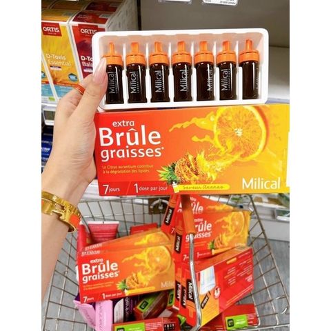 Detox Milical Extra Brule Graisses - Giảm Cân Đốt Mỡ Vị Cam Dứa, Hỗ Trợ Thanh Lọc Cơ Thể, 7 Ống X 25ml Hàng Pháp