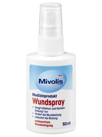 Xịt Khử Trùng Vết Thương Mivolis Wundspray 50ml - Chăm Sóc Vết Thương An Toàn, Giảm Đau, Ngăn Ngừa Nhiễm Trùng, Dễ Dàng Mang Theo