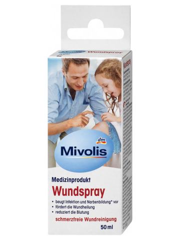 Xịt Khử Trùng Vết Thương Mivolis Wundspray 50ml - Chăm Sóc Vết Thương An Toàn, Giảm Đau, Ngăn Ngừa Nhiễm Trùng, Dễ Dàng Mang Theo