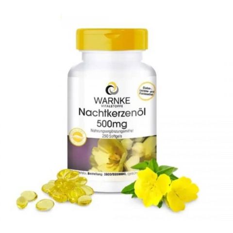 Tinh Dầu Hoa Anh Thảo Warnke Nachtkerzenol 500mg 250 Viên - Hỗ Trợ Cân Bằng Nội Tiết, Giúp Làm Đẹp Da và Giảm Mụn Nội Tiết