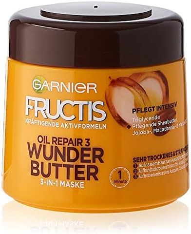 Kem ủ tóc Garnier Fructis bơ hạt mỡ hỗ trợ phục hồi tóc hư tổn,300 ml Đức