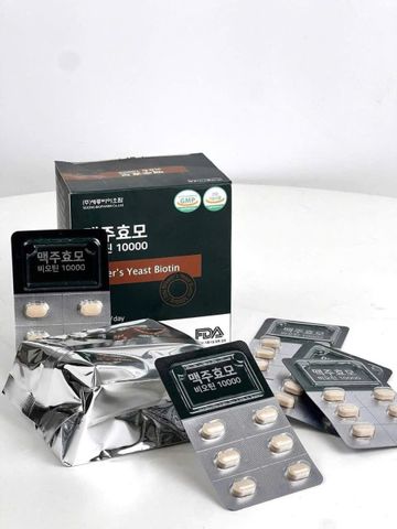 Viên uống Biotin men bia khô 60 viên - Hỗ trợ mọc tóc khỏe đẹp từ Hàn Quốc, Vitamin B7 cho mái tóc dày và chắc khỏe.