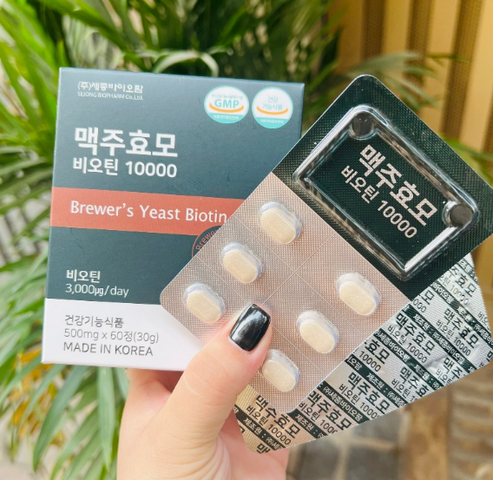 Hỗ trợ mọc tóc men bia khô Brewer's Yeast Biotin 60 viên Hàn Quốc