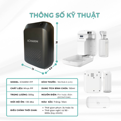 Máy xông tinh dầu, khuếch tán tạo mùi thơm i117 iCHARM