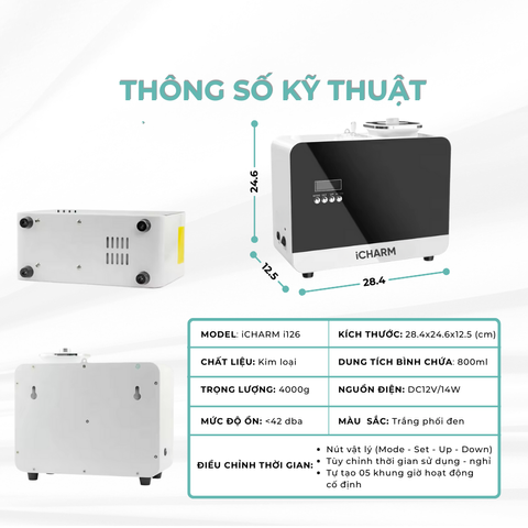 Máy xông tinh dầu, khuếch tán tạo mùi thơm công nghiệp i126 iCHARM