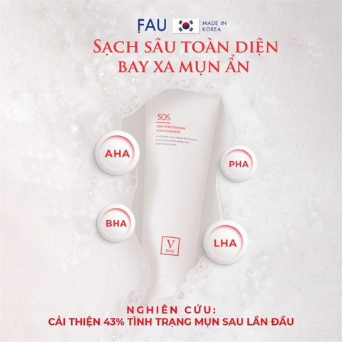 Sữa Rửa Mặt Cho Da Nhạy Cảm FAU Skin Solution SOS Cleanser 120ml - Giảm Mụn Hiệu Quả, Dưỡng Ẩm và Làm Dịu Da