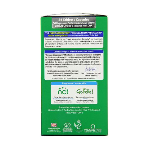 Vitamin cho bà bầu Vitabiotics Pregnacare Max 84 viên của Anh