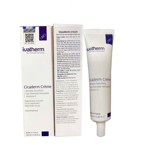 Kem Tái Tạo Da và Ngăn Ngừa Sẹo Ivatherm Cicaderm Cream 40ml - Hỗ Trợ Phục Hồi Da Tổn Thương, Chăm Sóc Da Mặt và Cơ Thể