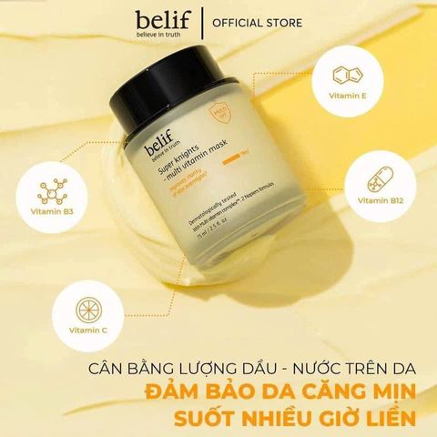 Mặt Nạ Ngủ Dưỡng Sáng Da Belif Super Knight - Multi Vitamin Mask 75ml, Giúp Da Rạng Rỡ, Cấp Ẩm Tối Ưu, Phục Hồi Da Sau Một Đêm