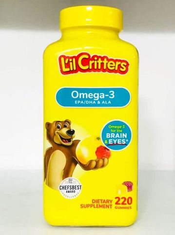 Kẹo gấu dẻo cho trẻ Omega-3 DHA  lọ 220 viên, chính hãng Mỹ