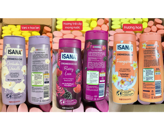 Sữa tắm Isana hương hoa trái cây nội địa Đức, 300ml, 9 hương thơm