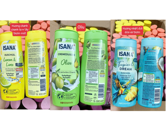 Sữa tắm Isana hương hoa trái cây nội địa Đức, 300ml, 9 hương thơm