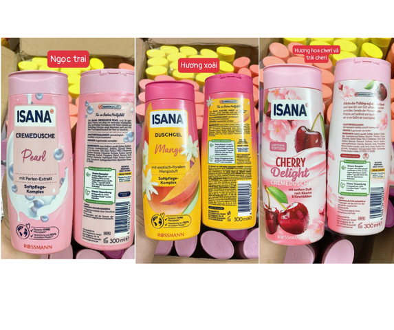 Sữa tắm Isana hương hoa trái cây nội địa Đức, 300ml, 9 hương thơm