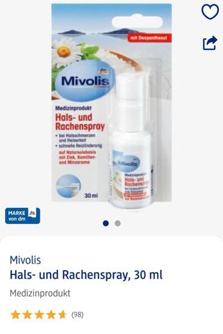 Chai Xịt Họng Mivolis Đức 30ml - Giảm Đau Họng, Khàn Giọng, Tự Nhiên Cho Phụ Nữ Mang Thai và Sau Sinh