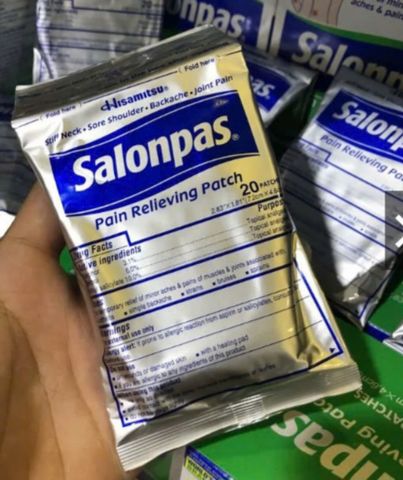 Miếng dán giảm đau Salonpas 20 miếng - Giảm đau hiệu quả cho đau lưng, vai, cổ - Hàng nhập khẩu Mỹ, an toàn cho da nhạy cảm