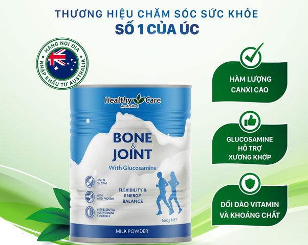 Sữa Healthy Care Bone Joint Úc - Hỗ trợ xương khớp, Glucosamine, Canxi, Dinh dưỡng cho người lớn tuổi, Tăng cường sức khỏe xương khớp