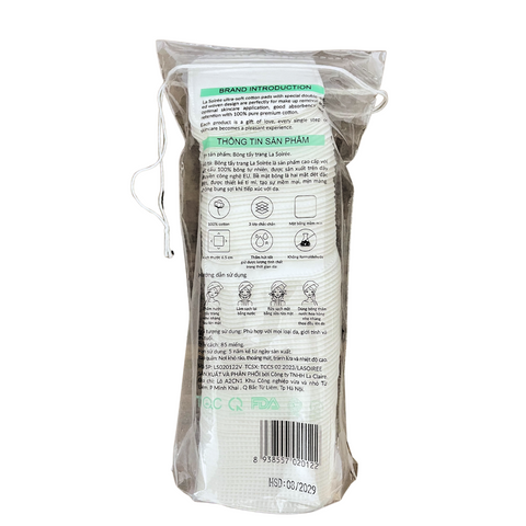 Bông Tẩy Trang La Soirée La Claire - Miếng Vuông Mềm Mịn 100% Cotton Cho Da Nhạy Cảm, Lớp Trang Điểm Sạch Sẽ