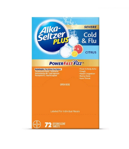 Viên sủi giảm cảm lạnh Alka Seltzer Plus 72 viên, Mỹ