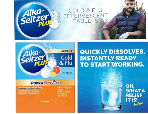 Viên sủi giảm cảm lạnh Alka Seltzer Plus 72 viên, Mỹ