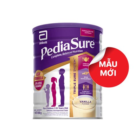 Sữa bột Pediasure Vanilla 850g cho trẻ từ 1-10 tuổi - Dinh dưỡng hoàn chỉnh hỗ trợ tăng trưởng chiều cao và cân nặng