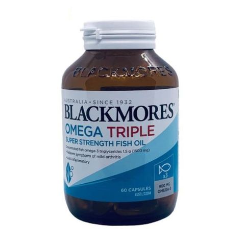 Dầu cá Blackmores Omega Triple Super Strength 60 viên - Giúp giảm viêm, cải thiện sức khỏe tim mạch và trí não, bổ sung Omega-3 cao cấp từ Úc