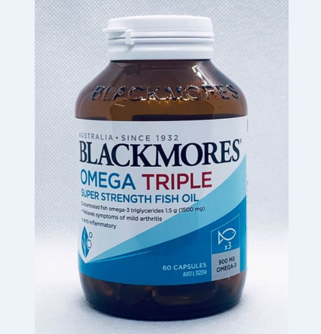 Dầu cá Blackmores Omega Triple Super Strength 60 viên - Giúp giảm viêm, cải thiện sức khỏe tim mạch và trí não, bổ sung Omega-3 cao cấp từ Úc