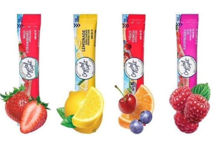 Bột Pha Nước Trái Cây Không Đường Crystal Light 60 Gói - Hương Vị Chanh, Trái Cây Nhiệt Đới, Dâu Rừng, Chanh Mâm Xôi - Giải Khát Thể Thao, Đường Hóa Học