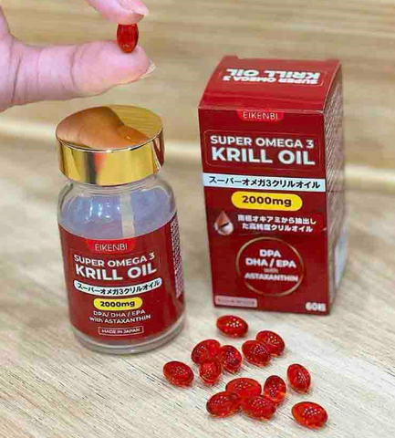 Dầu Nhuyễn Thể Super Omega 3 Krill Oil 2000mg Eikenbi - Tăng Cường Sức Khỏe, Hỗ Trợ Tim Mạch và Làm Đẹp Da Nhật Bản