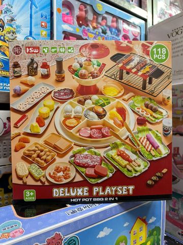 Bộ Đồ Chơi Nấu Ăn Hot Pot BBQ 118 Chi Tiết 2in1 - Sáng Tạo Cho Trẻ Em, Thú Vị Và An Toàn