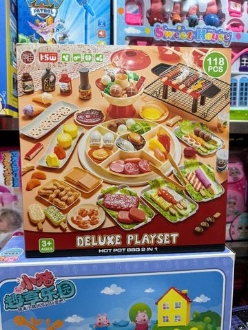 Bộ Đồ Chơi Nấu Ăn Hot Pot BBQ 118 Chi Tiết 2in1 - Sáng Tạo Cho Trẻ Em, Thú Vị Và An Toàn