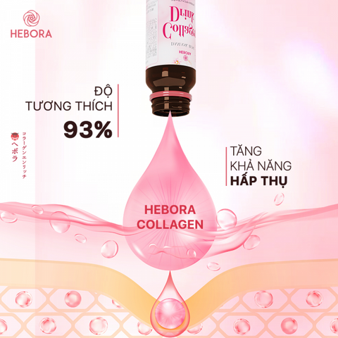 Nước Uống Collagen Hoa Hồng Damask Hebora 50ml - Cải Thiện Da Sáng Mịn, Đàn Hồi, Chứa Vitamin C và Chiết Xuất Thiên Nhiên