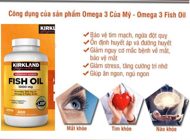 Viên uống dầu cá Kirkland Signature Omega-3 Fish Oil 400 viên - Hỗ trợ sức khỏe tim mạch và thị lực, nhập khẩu Mỹ