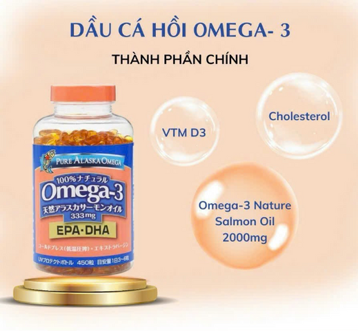 Viên Dầu Cá Hồi Pure Alaska Omega-3 Wild Salmon Oil 1000mg - Nhật Bản