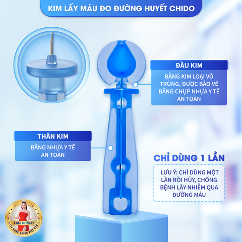 Que Thử Đường Huyết CHIDO GLS-79 - Hộp 50 Que và Kim Lấy Máu - Kết Quả Chính Xác 99% Thích Hợp Cho Người Tiểu Đường