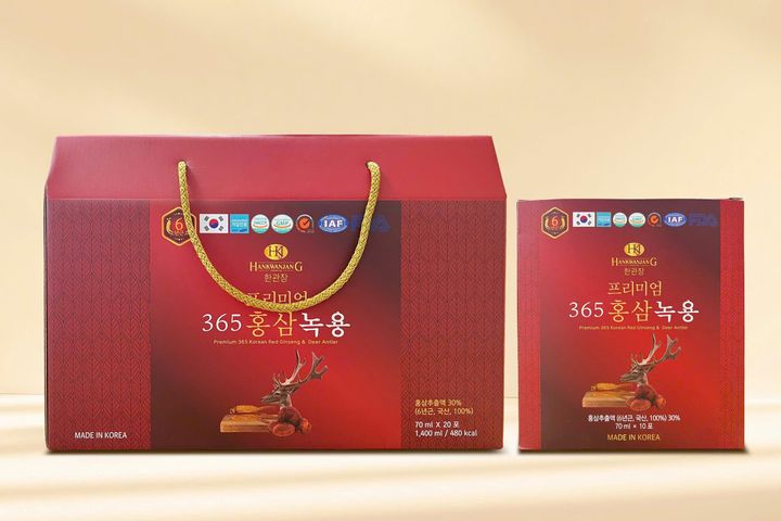 Nước Hồng Sâm Nhung Hươu Linh Chi 365 Hàn Quốc - Hộp 20 Gói 70ml, Bổ Sung Sức Khỏe, Tăng Cường Miễn Dịch, Đặc Sản Hàn Quốc