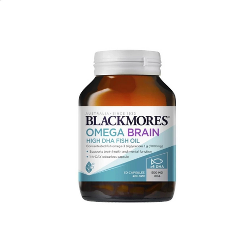 Dầu Cá Blackmores Omega Brain High DHA 60 Viên - Giúp Tăng Cường Trí Não, Thị Lực và Hỗ Trợ Tim Mạch - Sản Phẩm Úc