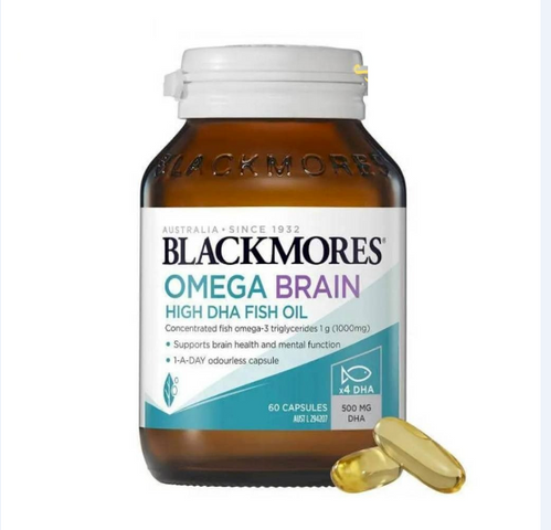 Dầu Cá Blackmores Omega Brain High DHA 60 Viên - Giúp Tăng Cường Trí Não, Thị Lực và Hỗ Trợ Tim Mạch - Sản Phẩm Úc