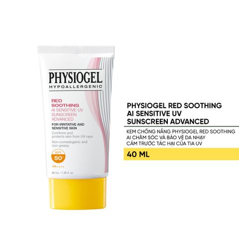 Kem Chống Nắng Physiogel Red Soothing AI SPF50+ 40mL - Bảo vệ da tối ưu, chống nắng hiệu quả, hạn chế lão hóa và thâm sạm da