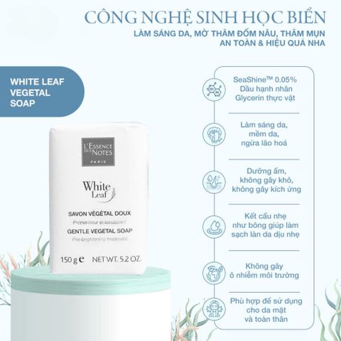 Xà Phòng White Leaf Gentle Soap 150G - Chiết Xuất Tảo Biển Giúp Sáng Da và Làm Sạch Nhẹ Nhàng, Phù Hợp Mọi Loại Da