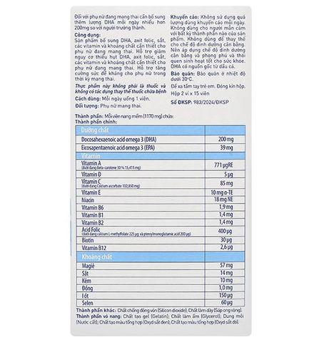 Vitamin bầu Elevit bổ sung DHA nhập khẩu Pháp hộp 30 viên