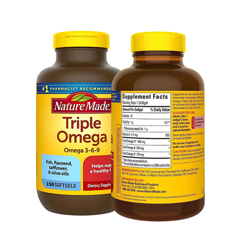Viên uống Nature Made 150 viên của Mỹ, Triple Omega 3 6 9