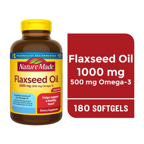 Viên Uống Dầu Hạt Lanh Flaxseed Oil Nature Made, Flaxseed Oil 180 Viên