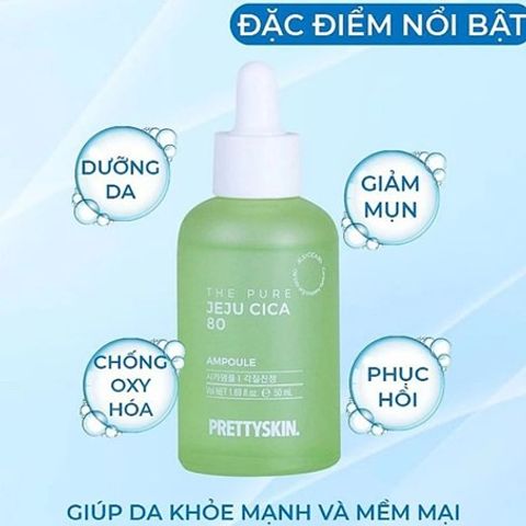 Tinh Chất Rau Má The Pure Jeju Cica 80 Ampoule Prettyskin 50ml - Serum Giảm Mụn, Làm Mờ Vết Thâm, Cung Cấp Độ Ẩm Cho Da Khỏe Đẹp