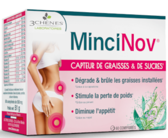 Viên uống giảm cân MinciNov 60 viên - Đốt mỡ hiệu quả, hỗ trợ kiểm soát thèm ăn, sản phẩm từ Pháp cho vóc dáng thon gọn