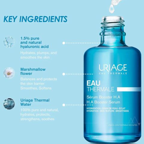 Tinh Chất Uriage Eau Thermale Serum Booster HA 30mL - Cung Cấp Độ Ẩm, Giảm Nếp Nhăn, Dưỡng Da Căng Mịn, Ngậm Nước 1.5% Hyaluronic Acid