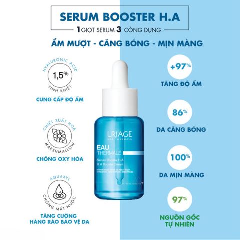 Tinh Chất Uriage Eau Thermale Serum Booster HA 30mL - Cung Cấp Độ Ẩm, Giảm Nếp Nhăn, Dưỡng Da Căng Mịn, Ngậm Nước 1.5% Hyaluronic Acid