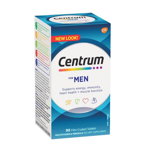Vitamin Tổng Hợp Centrum For Men 90 Viên - Tăng Cường Sinh Lực, Hỗ Trợ Sức Khỏe Nam Giới - Sản Phẩm Từ Úc