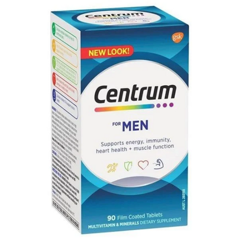 Vitamin Tổng Hợp Centrum For Men 90 Viên - Tăng Cường Sinh Lực, Hỗ Trợ Sức Khỏe Nam Giới - Sản Phẩm Từ Úc