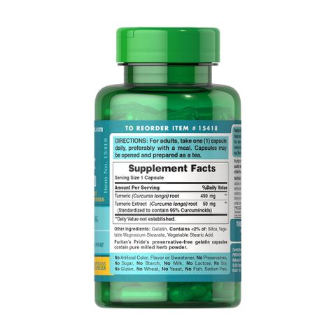 Viên tinh chất nghệ Puritans Pride Turmeric Curcumin 180 viên Mỹ