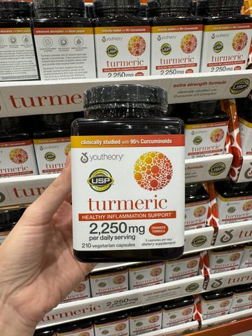 Tinh Chất Nghệ Youtheory Turmeric 2250mg - Viên Uống Hỗ Trợ Tiêu Hóa, Chống Viêm, 210 Viên Chính Hãng Mỹ